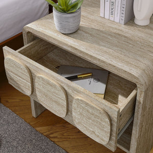 Modway Furniture Toscana 1-Drawer Nightstand - Mid-Century Modern Elegance with Open Shelf and Smooth Glides Travertine MOD-7160-TRA