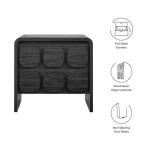 Modway Furniture Toscana 2-Drawer Nightstand - Mid-Century Modern Design with Smooth Finish for Stylish Storage Solutions Black MOD-7161-BLK