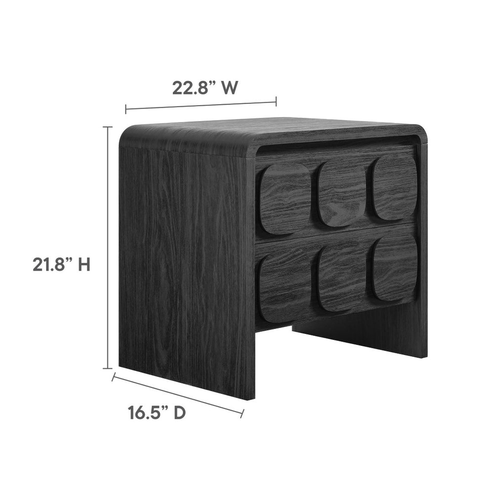 Modway Furniture Toscana 2-Drawer Nightstand - Mid-Century Modern Design with Smooth Finish for Stylish Storage Solutions Black MOD-7161-BLK