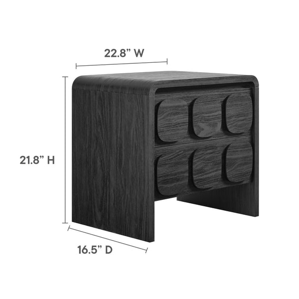 Modway Furniture Toscana 2-Drawer Nightstand - Mid-Century Modern Design with Smooth Finish for Stylish Storage Solutions Black MOD-7161-BLK