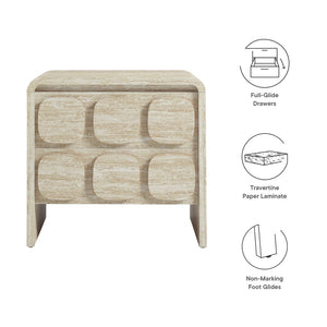 Modway Furniture Toscana 2-Drawer Nightstand - Mid-Century Modern Design with Smooth Finish for Stylish Storage Solutions Travertine MOD-7161-TRA