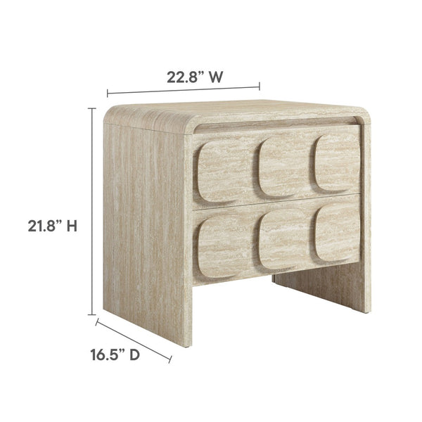 Modway Furniture Toscana 2-Drawer Nightstand - Mid-Century Modern Design with Smooth Finish for Stylish Storage Solutions Travertine MOD-7161-TRA