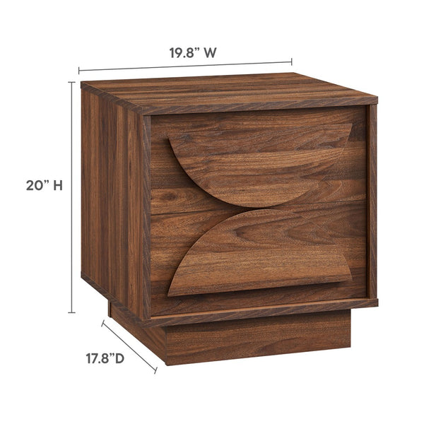Modway Furniture Bulwark 2-Drawer Nightstand - Modern Brutalist Design for Stylish Storage in Bedroom or Living Space MOD-7162-WAL