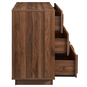 Modway Furniture Bulwark 6-Drawer Dresser - Modern Geometric Storage Solution in Walnut for Stylish Home Decor MOD-7163-WAL