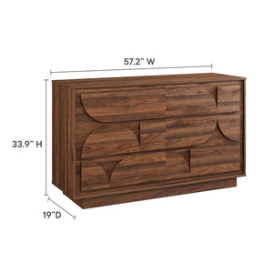 Modway Furniture Bulwark 6-Drawer Dresser - Modern Geometric Storage Solution in Walnut for Stylish Home Decor MOD-7163-WAL