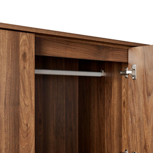 Modway Furniture Bulwark 3-Door Wardrobe Closet - Modern Walnut Armoire with Adjustable Shelves & Ample Storage Space MOD-7164-WAL