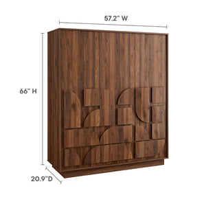 Modway Furniture Bulwark 3-Door Wardrobe Closet - Modern Walnut Armoire with Adjustable Shelves & Ample Storage Space MOD-7164-WAL