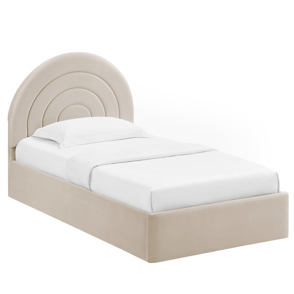 Modway Furniture Solana Arched Performance Velvet Twin Platform Bed - Modern Design for Stylish Bedroom Comfort Almond MOD-7165-ALM