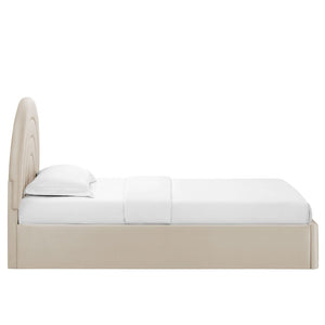 Modway Furniture Solana Arched Performance Velvet Twin Platform Bed - Modern Design for Stylish Bedroom Comfort Almond MOD-7165-ALM