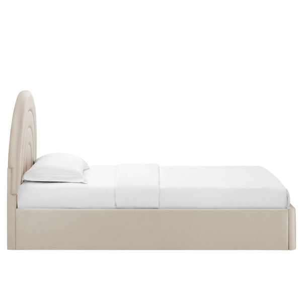 Modway Furniture Solana Arched Performance Velvet Twin Platform Bed - Modern Design for Stylish Bedroom Comfort Almond MOD-7165-ALM