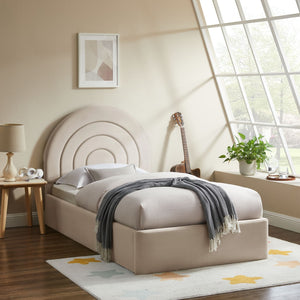 Modway Furniture Solana Arched Performance Velvet Twin Platform Bed - Modern Design for Stylish Bedroom Comfort Almond MOD-7165-ALM