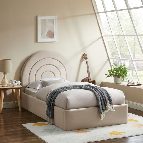 Modway Furniture Solana Arched Performance Velvet Twin Platform Bed - Modern Design for Stylish Bedroom Comfort Almond MOD-7165-ALM