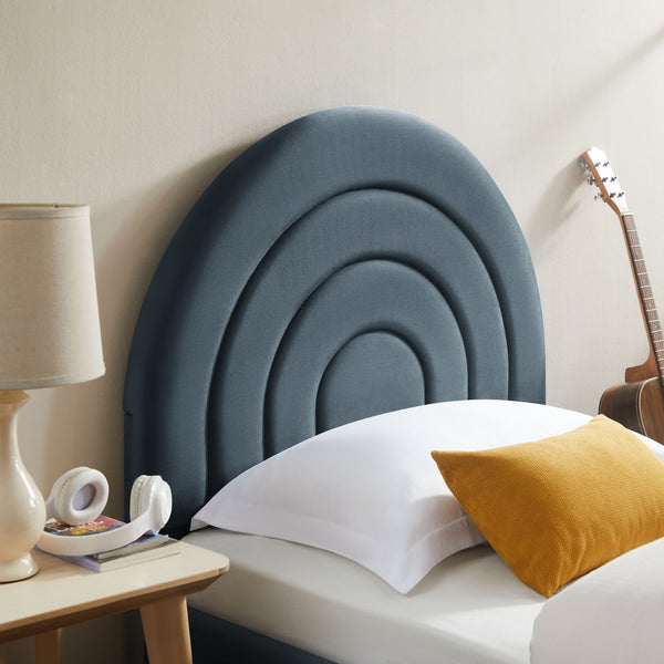 Modway Furniture Solana Arched Performance Velvet Twin Platform Bed - Modern Design for Stylish Bedroom Comfort Cadet Blue MOD-7165-CAB