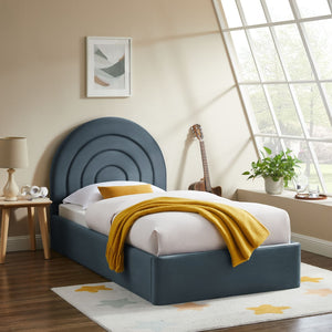 Modway Furniture Solana Arched Performance Velvet Twin Platform Bed - Modern Design for Stylish Bedroom Comfort Cadet Blue MOD-7165-CAB