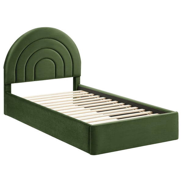 Modway Furniture Solana Arched Performance Velvet Twin Platform Bed - Modern Design for Stylish Bedroom Comfort Moss Green MOD-7165-MOG