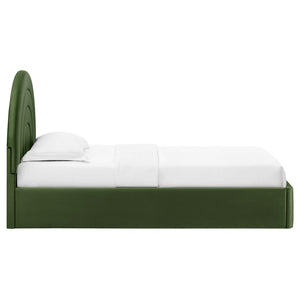 Modway Furniture Solana Arched Performance Velvet Twin Platform Bed - Modern Design for Stylish Bedroom Comfort Moss Green MOD-7165-MOG