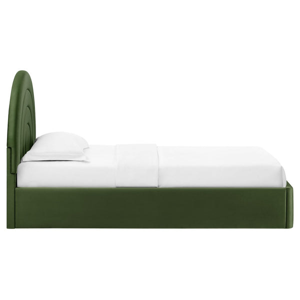 Modway Furniture Solana Arched Performance Velvet Twin Platform Bed - Modern Design for Stylish Bedroom Comfort Moss Green MOD-7165-MOG