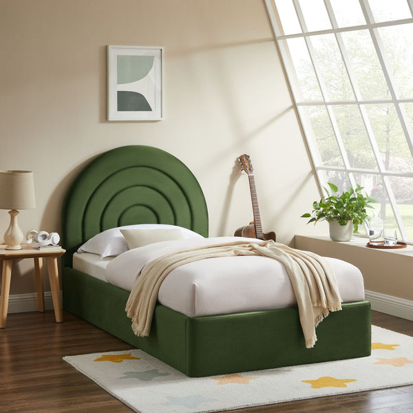 Modway Furniture Solana Arched Performance Velvet Twin Platform Bed - Modern Design for Stylish Bedroom Comfort Moss Green MOD-7165-MOG