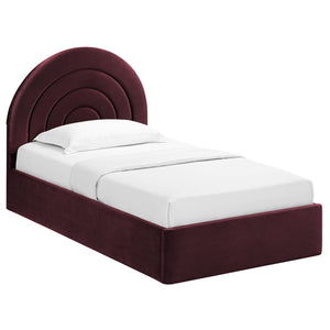 Modway Furniture Solana Arched Performance Velvet Twin Platform Bed - Modern Design for Stylish Bedroom Comfort Mulberry MOD-7165-MUL