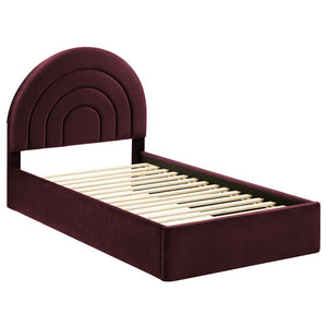 Modway Furniture Solana Arched Performance Velvet Twin Platform Bed - Modern Design for Stylish Bedroom Comfort Mulberry MOD-7165-MUL