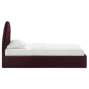 Modway Furniture Solana Arched Performance Velvet Twin Platform Bed - Modern Design for Stylish Bedroom Comfort Mulberry MOD-7165-MUL