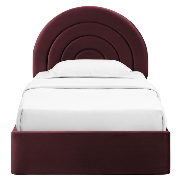 Modway Furniture Solana Arched Performance Velvet Twin Platform Bed - Modern Design for Stylish Bedroom Comfort Mulberry MOD-7165-MUL