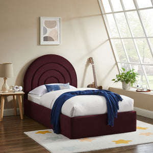 Modway Furniture Solana Arched Performance Velvet Twin Platform Bed - Modern Design for Stylish Bedroom Comfort Mulberry MOD-7165-MUL