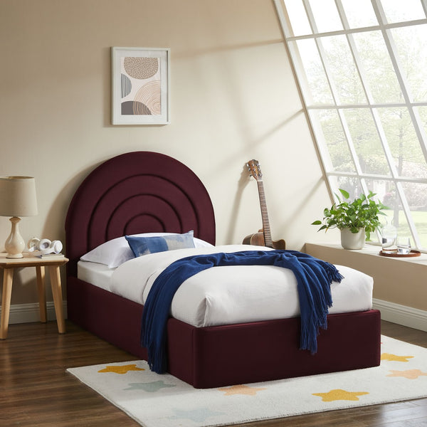 Modway Furniture Solana Arched Performance Velvet Twin Platform Bed - Modern Design for Stylish Bedroom Comfort Mulberry MOD-7165-MUL