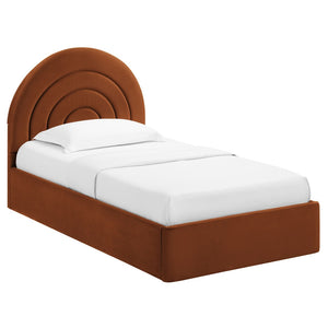 Modway Furniture Solana Arched Performance Velvet Twin Platform Bed - Modern Design for Stylish Bedroom Comfort Rust MOD-7165-RUS