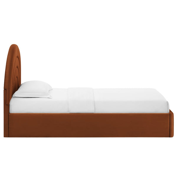 Modway Furniture Solana Arched Performance Velvet Twin Platform Bed - Modern Design for Stylish Bedroom Comfort Rust MOD-7165-RUS