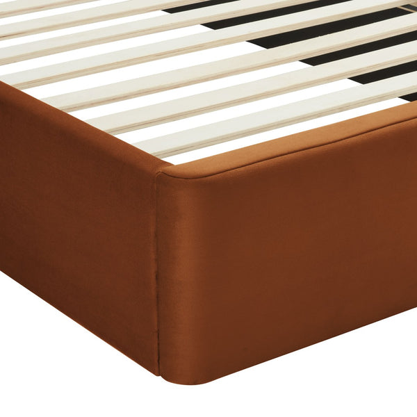 Modway Furniture Solana Arched Performance Velvet Twin Platform Bed - Modern Design for Stylish Bedroom Comfort Rust MOD-7165-RUS