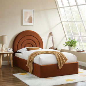 Modway Furniture Solana Arched Performance Velvet Twin Platform Bed - Modern Design for Stylish Bedroom Comfort Rust MOD-7165-RUS