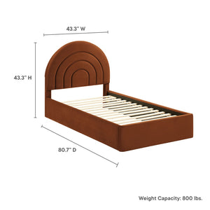 Modway Furniture Solana Arched Performance Velvet Twin Platform Bed - Modern Design for Stylish Bedroom Comfort Rust MOD-7165-RUS