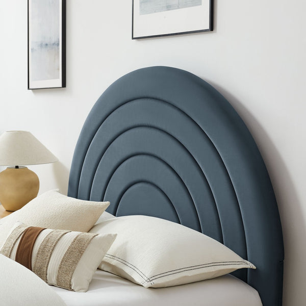 Modway Furniture Solana Arched Performance Velvet Full Platform Bed – Modern Design with Plush Comfort & Support Cadet Blue MOD-7166-CAB