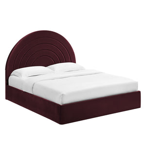 Modway Furniture Solana Arched Performance Velvet Full Platform Bed – Modern Design with Plush Comfort & Support Mulberry MOD-7166-MUL