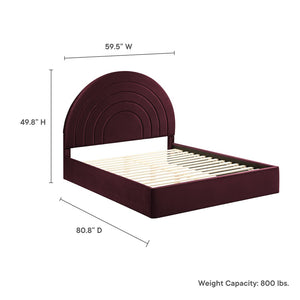 Modway Furniture Solana Arched Performance Velvet Full Platform Bed – Modern Design with Plush Comfort & Support Mulberry MOD-7166-MUL