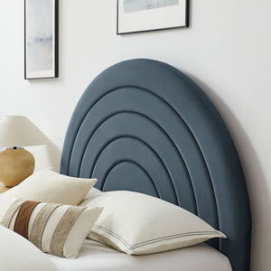 Modway Furniture Solana Arched Performance Velvet King Platform Bed - Modern Design, Stain-Resistant Upholstery & Support Cadet Blue MOD-7168-CAB