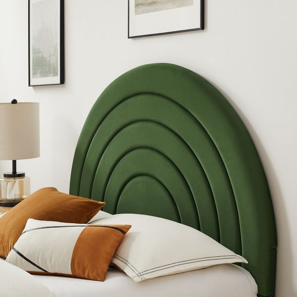 Modway Furniture Solana Arched Performance Velvet King Platform Bed - Modern Design, Stain-Resistant Upholstery & Support Moss Green MOD-7168-MOG