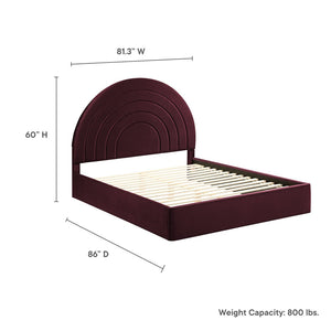 Modway Furniture Solana Arched Performance Velvet King Platform Bed - Modern Design, Stain-Resistant Upholstery & Support Mulberry MOD-7168-MUL