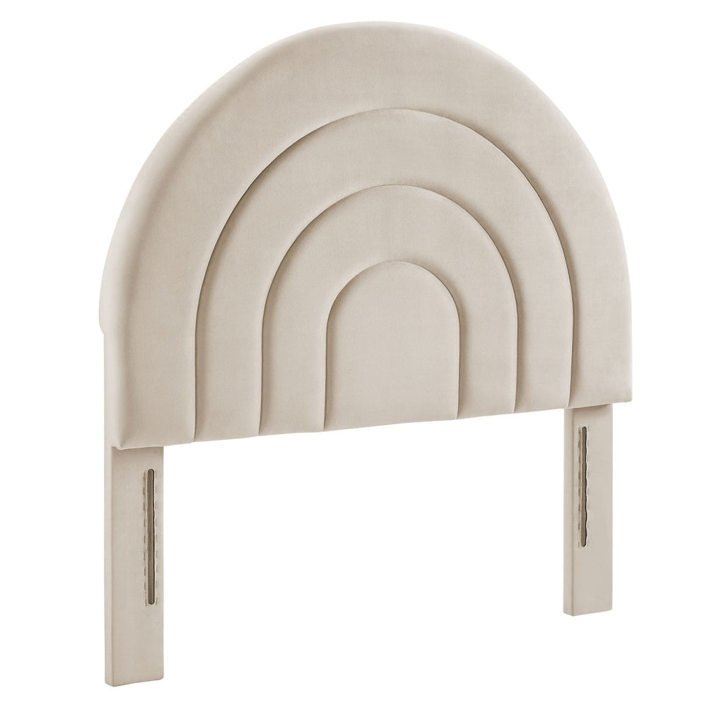Modway Furniture Solana Arched Performance Velvet Twin Headboard – Modern Upholstered Design for Cozy Bedrooms Almond MOD-7169-ALM