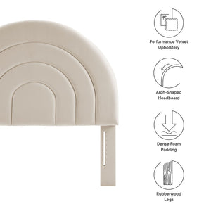 Modway Furniture Solana Arched Performance Velvet Twin Headboard – Modern Upholstered Design for Cozy Bedrooms Almond MOD-7169-ALM