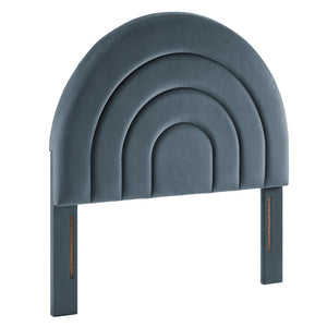 Modway Furniture Solana Arched Performance Velvet Twin Headboard – Modern Upholstered Design for Cozy Bedrooms Cadet Blue MOD-7169-CAB