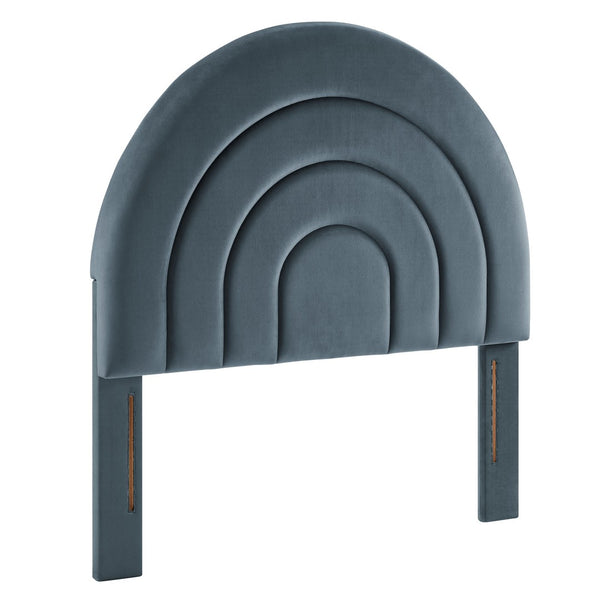 Modway Furniture Solana Arched Performance Velvet Twin Headboard – Modern Upholstered Design for Cozy Bedrooms Cadet Blue MOD-7169-CAB