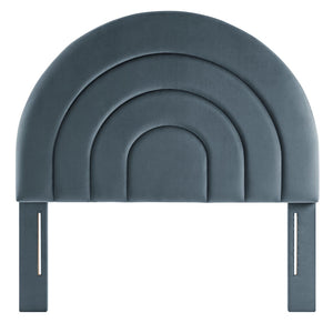 Modway Furniture Solana Arched Performance Velvet Twin Headboard – Modern Upholstered Design for Cozy Bedrooms Cadet Blue MOD-7169-CAB