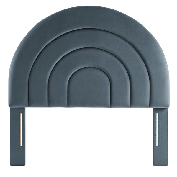 Modway Furniture Solana Arched Performance Velvet Twin Headboard – Modern Upholstered Design for Cozy Bedrooms Cadet Blue MOD-7169-CAB
