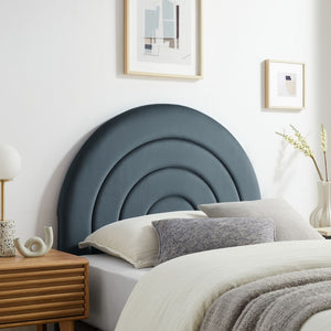 Modway Furniture Solana Arched Performance Velvet Twin Headboard – Modern Upholstered Design for Cozy Bedrooms Cadet Blue MOD-7169-CAB