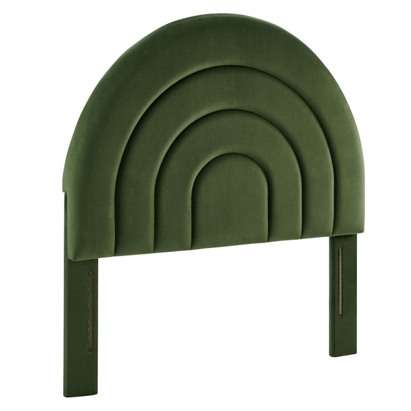 Modway Furniture Solana Arched Performance Velvet Twin Headboard – Modern Upholstered Design for Cozy Bedrooms Moss Green MOD-7169-MOG