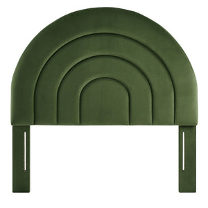 Modway Furniture Solana Arched Performance Velvet Twin Headboard – Modern Upholstered Design for Cozy Bedrooms Moss Green MOD-7169-MOG