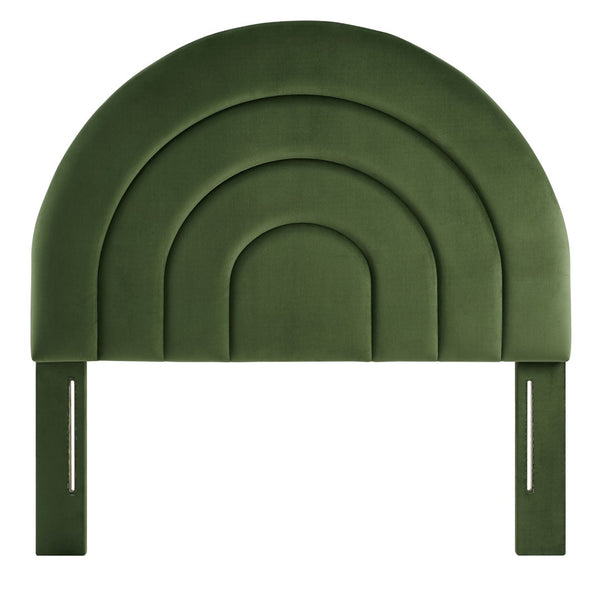 Modway Furniture Solana Arched Performance Velvet Twin Headboard – Modern Upholstered Design for Cozy Bedrooms Moss Green MOD-7169-MOG