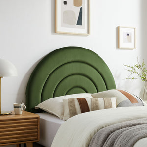 Modway Furniture Solana Arched Performance Velvet Twin Headboard – Modern Upholstered Design for Cozy Bedrooms Moss Green MOD-7169-MOG
